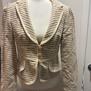 Nanette Lepore Cream and Black Patterned Blazer